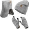 Pánský teplý zimní set - rukavice + rolák + čepice - světle šedá