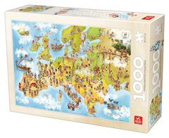 DEICO Puzzle Kreslená mapa Evropy 1000 dílků