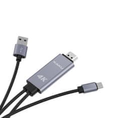 Kaku KSC-557 kabel USB - USB-C / HDMI 4K 1m, šedý