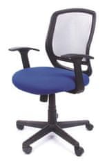 MAYAH Kancelářská židle "Fun", s područkami, modré čalounění, síťované opěradlo, černý podstavec, 11426 BLUE