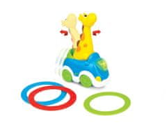 Winfun Auto žirafa 23 cm narážecí s kroužky na baterie se světlem a zvukem