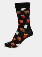 Happy Socks Černé vzorované ponožky Happy Socks Hamburger 36-40