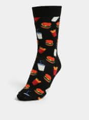Happy Socks Černé vzorované ponožky Happy Socks Hamburger 36-40