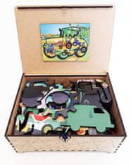 Falixen Dřevěné puzzle Traktor XL 446 dílků v dárkové krabičce