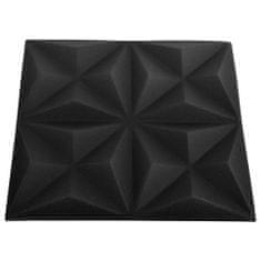 shumee 3D nástěnné panely 24 ks 50 x 50 cm origami černé 6 m²