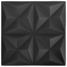 shumee 3D nástěnné panely 24 ks 50 x 50 cm origami černé 6 m²