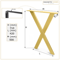 Magnetic Mobel 2x Kovová Noha X 50x71 cm | 6x2 cm - Bílá