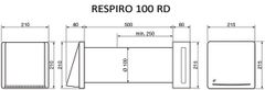 Soler&Palau Rekuperační jednotka RESPIRO 100 RD, energetická úspora, tichý chod, hygrostat, 3 rychlosti, min. průtok vzduchu 15/22,5/30 m³/h, dálkový ovladač, automatický chod, snadná montáž i údržba, 2x filtr G3