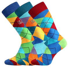 Lonka barevné společenské ponožky Dikarus káro, 39-42 (3 páry v balení)