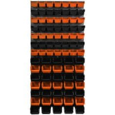 botle Nástěnný panel na nářadí 58 x 117 cm s 84 ks. Krabic závěsný Oranžové a Černé Boxy plastová