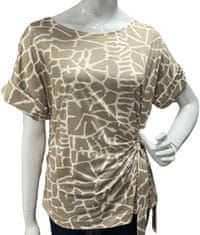 DORI béžové tričko s béžovým vzorem a vázačkou v pase Velikost: XL