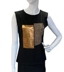 Sophia Perla černé tričko se zlatým potiskem a kamínky Velikost: 36
