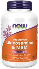 NOW Foods Glucosamine & MSM Vegetarian (vegetariánský glukosamin a MSM), 120 rostlinných kapslí