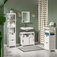 SoBuy FRG126-W vysoká skříňka do koupelny koupelnová police koupelnový koupelnový nábytek bílá 