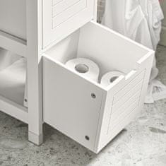 SoBuy FRG126-W vysoká skříňka do koupelny koupelnová police koupelnový koupelnový nábytek bílá 