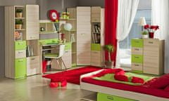 CASARREDO LIMO L13 postel s úložným prostorem jasan/zelená