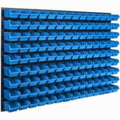 botle Nástěnný panel na nářadí 115 x 78 cm s 126 ks. Krabice závěsný Modré Boxy Skladovací systém