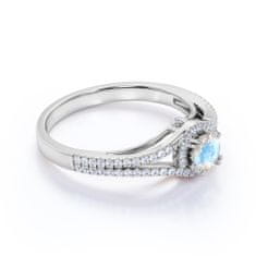 Royal Fashion Emporial stříbrný rhodiovaný prsten Měsíční duhový kámen Elegance GU-DR14761R-SILVER-MOONSTONE-ZIRCON Velikost: 8 (EU: 57-58)