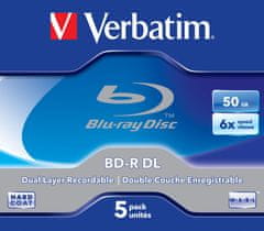 Verbatim BD-R DL, 6x, 50GB, 5 ks, jewel