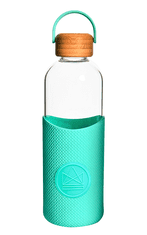 Neon Kactus , Skleněná lahev se silikonovým rukávem 1 L | tyrkysová