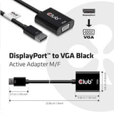 Club 3D adaptér DisplayPort 1.1a - VGA, M/F, WUXGA@60Hz, aktivní, 23cm, černá