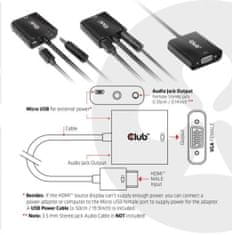 Club 3D adaptér HDMI 1.4 - VGA, M/F, 4K@60Hz, aktivní, audio, 24cm, černá