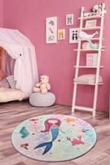 Conceptum Hypnose Dětský kulatý koberec Mermaid 140 cm růžový/modrý