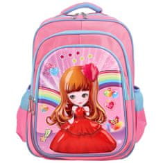 Newberry Dětský látkový školní batoh Princezna s květinou, světle růžová