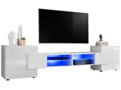 Extreme Furniture Extreme Furniture Bridge Televizní Stolek | Skříňka do Obýváku Se 2 Skleněnými Policemi a 2 dveře | Moderní Design | Praktické Skladování, bílá/mat
