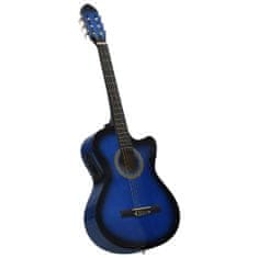 shumee Folková akustická kytara s výřezem ekvalizér a 6 strun modrá