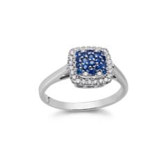 DIAMOND SPOT Moderní zlatý prsten s modrými safíry a brilianty