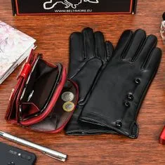 Beltimore A01 Dámská kožená sada peněženka červená s rukavicemi