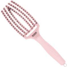 Olivia Garden Finger Brush - kartáč na rozčesávání a masáž, kančí štětiny, střední, barva Pastel Pink