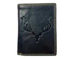 Dailyclothing Celokožená peněženka s jelenem - černá 5279