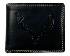 Dailyclothing Celokožená peněženka s jelenem - černá 5278