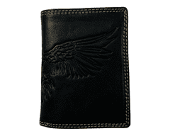 Dailyclothing Celokožená peněženka se sovou - černá 2671