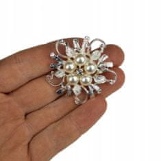 Pinets® Brož stříbrný květ s perlami a kubickou zirkonií