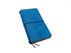 Finebook Prémiový kožený zápisník PUEBLO ve stylu Midori modrý formát A6