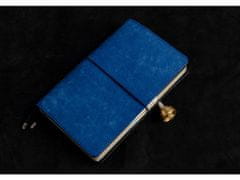 Finebook Prémiový kožený zápisník PUEBLO ve stylu Midori modrý formát A6