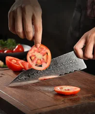 Xinzuo  Nůž šéfkuchaře 8.5" XINZUO ŠIGA 67 vrstev damaškové oceli + kožené pouzdro 