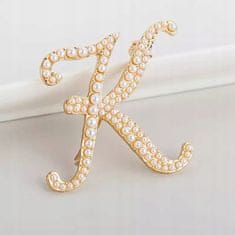 Pinets® Brož zlaté písmeno K s perlami