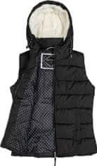 Brave Soul Stylová prošívaná teplá dámská vesta s kapucí z umělé kožešiny pro volný čas v přechodném období jaro, podzim. Přední zip a 2 boční kapsy., černá, XS/34