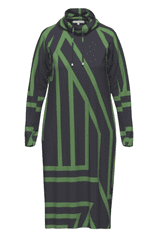 erfo černé šaty se stojáčkem a zelenými geometrickými tvary Velikost: 40