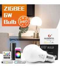 Gledopto GLEDOPTO Zigbee Pro 6W LED Bulb Dual White and Color (GL-B-007P) - multibarevná LED žárovka