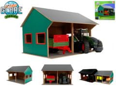 Kids Globe Farming dřevěná garáž 44x53x37 cm 1:16 pro 2 traktory