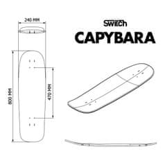 Switch Boards Switch Longboard Set Basic Capybara Collage pro cruising a surfing 80cm, 3D grafika, 58mm wheels, PU sidewalls, voděodolný, vrstva proti poškrábání