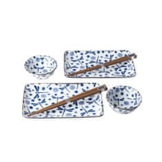 MIJ Europe Sushi set Blue Dragonfly Design - 4ks + hůlky