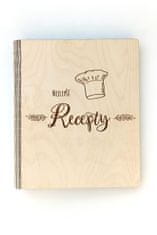 MAJA DESIGN Dřevěný zápisník - kuchařka - Nejlepší recepty, Linkovaný, A4