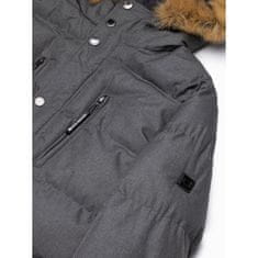 OMBRE Pánská bunda zimní CHRIS tmavě šedá MDN120425 S