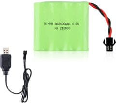 YUNIQUE GREEN-CLEAN 1 kus dobíjecí baterie 4.8V Ni-MH 2400 mAh pro dálkové ovládání auta + USB nabíjecí kabel